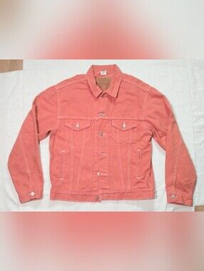 Vintage LEVIS Strauss Red Tab Type 3 Trucker ORANGE Jean Jacket - Men's M / L